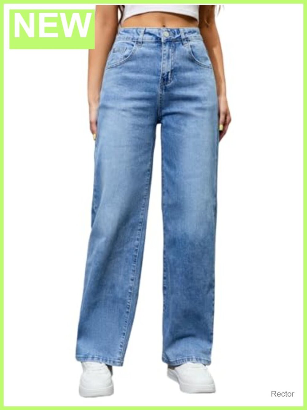 Women's High Waisted Straight Leg Stretchy Loose Jeans